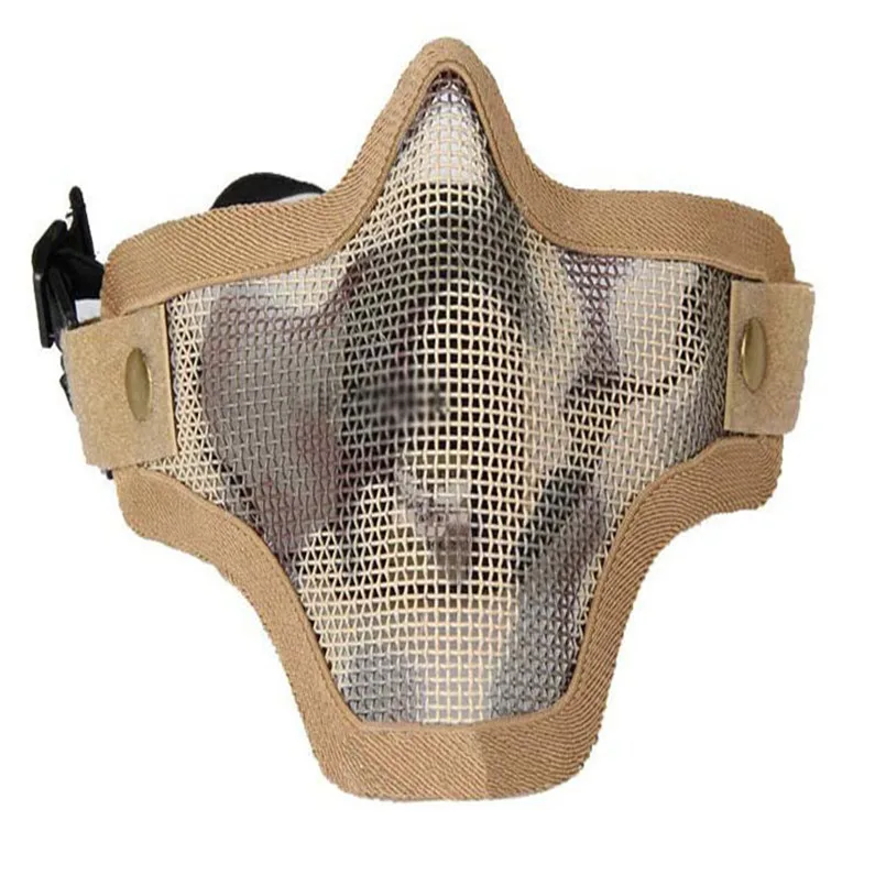 

Face Masks Men Metal Mesh Protective Mask Camouflage Half Face Tactical Airsoft Military Outdoor Sport Equipment #4S12 @C