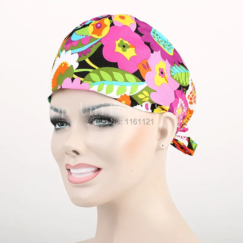

2015 Medical Clothing Suit Womens Surgical Caps Scrub For Dental Clinic Doctors 100% Cotton Adjustable Back Working Cap B147