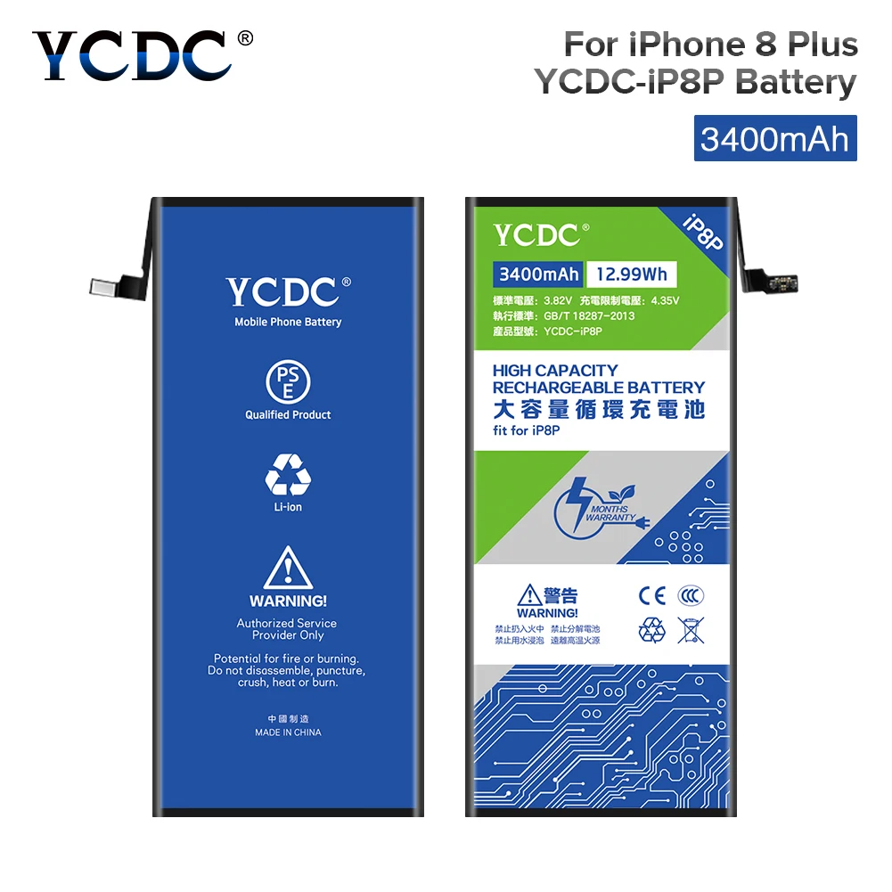 Горячая YCDC для iphone 8 Plus 8 Plus батарея 3,82 V 3400mAh сменная перезаряжаемая литий-полимерная батарея для телефона