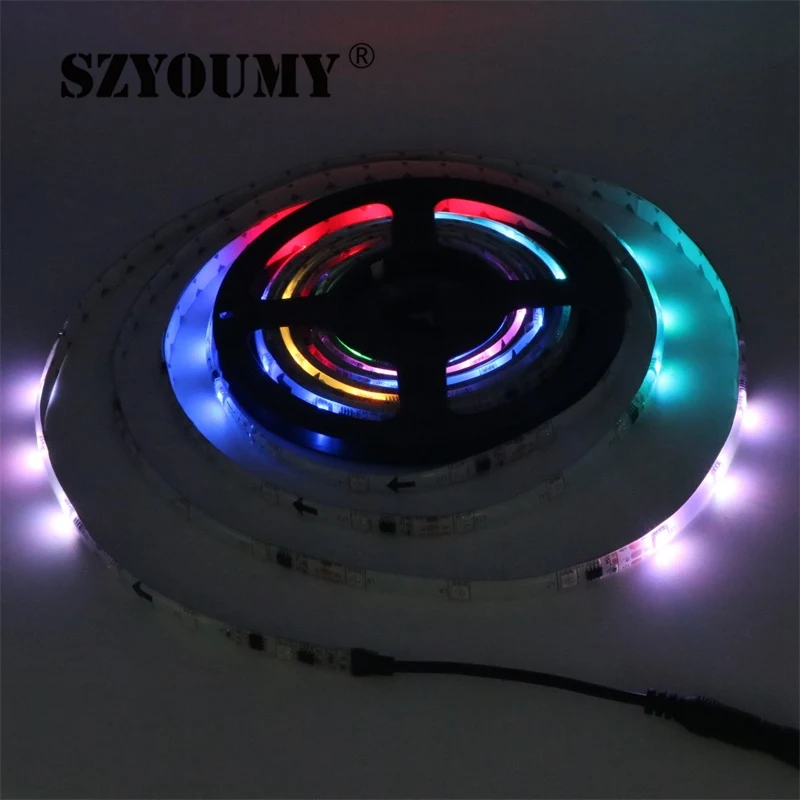 SZYOUMY WS 2811 светодиодный полосы мечта Цвет 30 светодиодный s/М DC 12 В 5050 RGB автоматическое изменение Цвет гибкие ленты IP 65 Водонепроницаемый свет