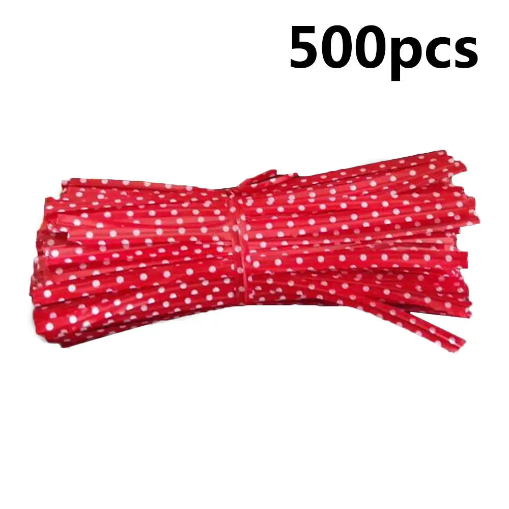 

500PCS DIY Silk Ribbon Bowknot Twist Tie Wire Bakery Packaging Cookies Candy Bag Sealing Wire Handmade Gift Party Decoration