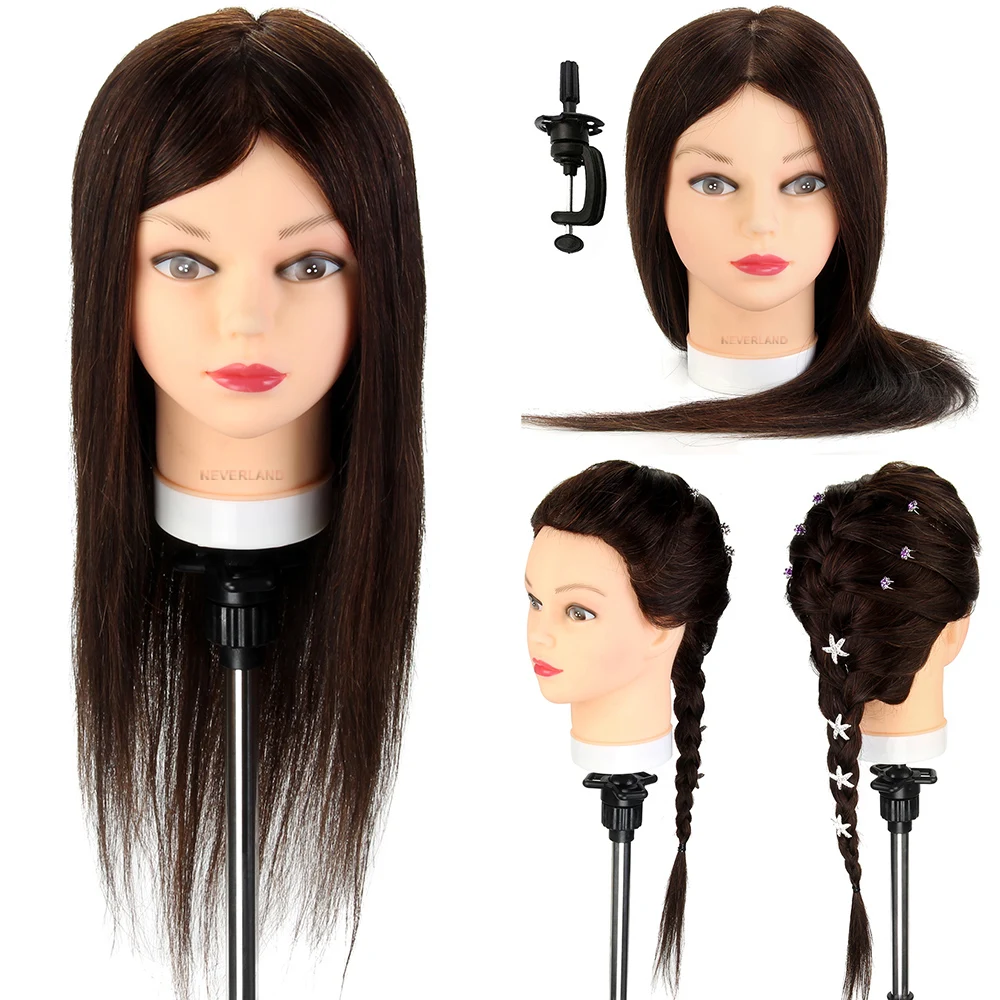 22 Inch 100% Real Human Hair Training Head Mannequin Head ...