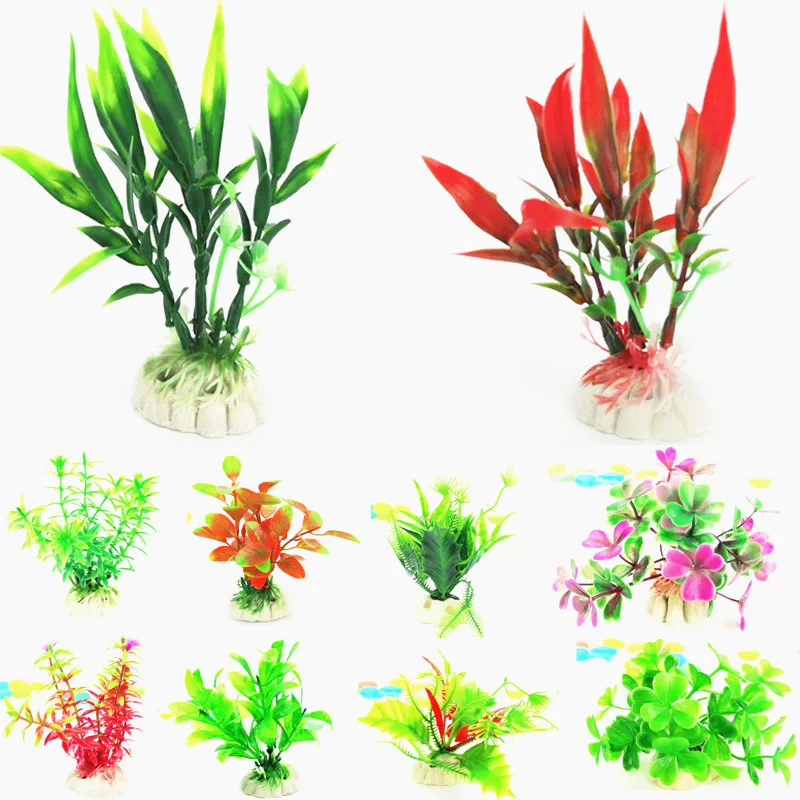 

1PC Small Aquarium Plants Plastic Decoration Artificial Plants Flowers Fish Tank Plastic Plants Decor