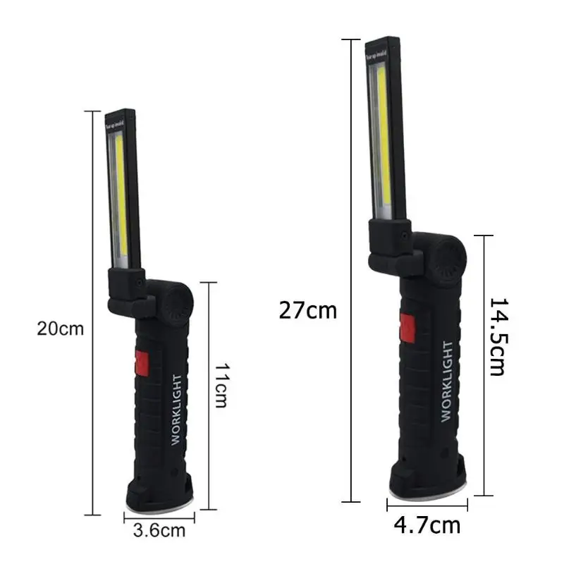 COB рабочие огни Многофункциональный флэш-светильник фонарь USB Перезаряжаемый светодиодный рабочий светильник Магнитный фонарь COB подвесной фонарь с крюком фонарик
