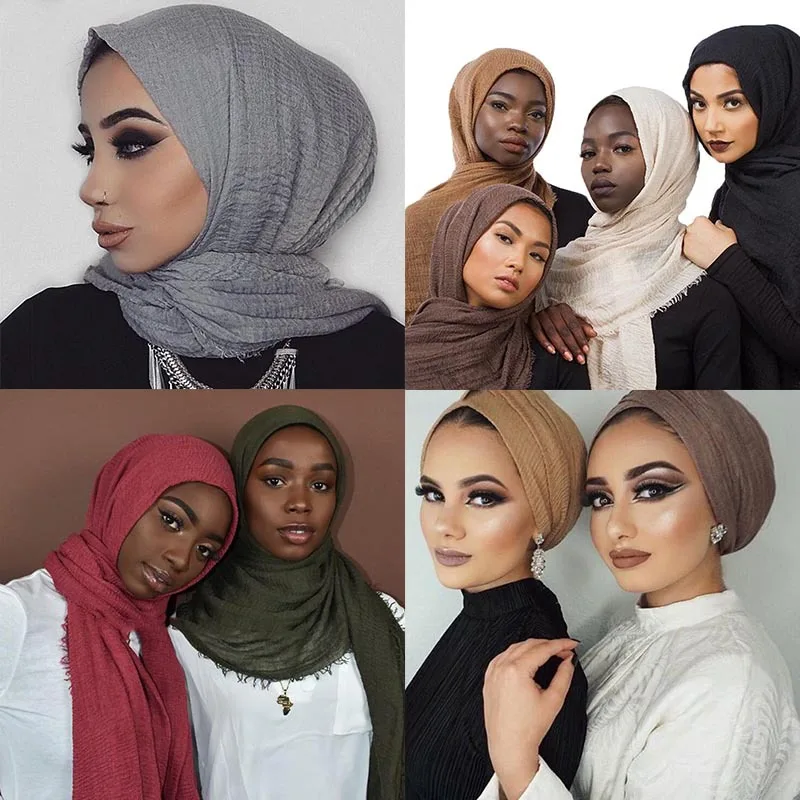 

Plain Solid Bubble Wrinkle Fringes Viscose Shawl Scarf Muffler Crinkled Headband Echarpe Foulard Wrap Sjaal Muslim Bonnet Hijab