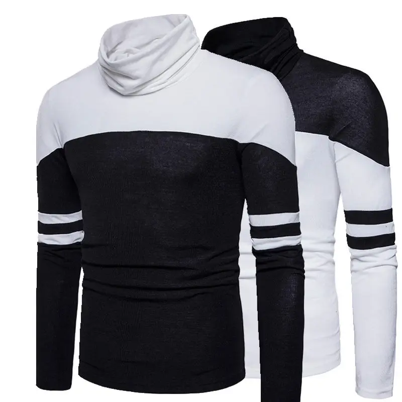 

XXL Sweater Men 2018 New Arrival Casual Pullover Men's Autumn Turtleneck Patchwork Quality Knitted Sweaters Plus Size Knitwear