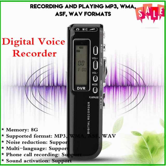 Digital Voice Recorder Pen Multi-language 8GB Memory Auto Recording Mini Audio Recorder Phone Call Recording