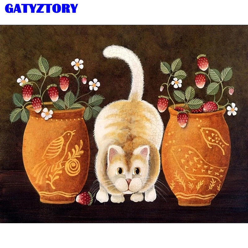 

Abstract Painting Frameless Picture DIY Painting By Numbers Kits Wall Art Picture Unique Gift Home Decor 40*50cm Cat Animals