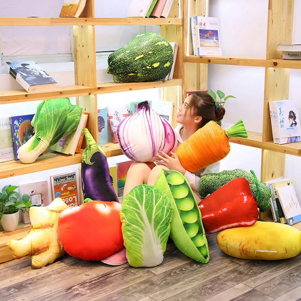 

3D printed simulation vegetable fruit plush pillow office lumbar pillow back lumbar pillow cushion backrest stuffed doll toy