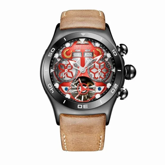 Мужские многофункциональные наручные часы Reef Tiger Aurora автоматические