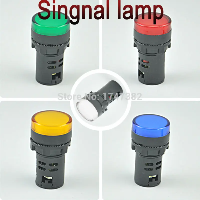 2pcs 12V 24V 110V 220V 380V 22mm Panel Mount LED Power Indicator Pilot Signal Light Lamp AD16-22 Red Blue White Green Yellow