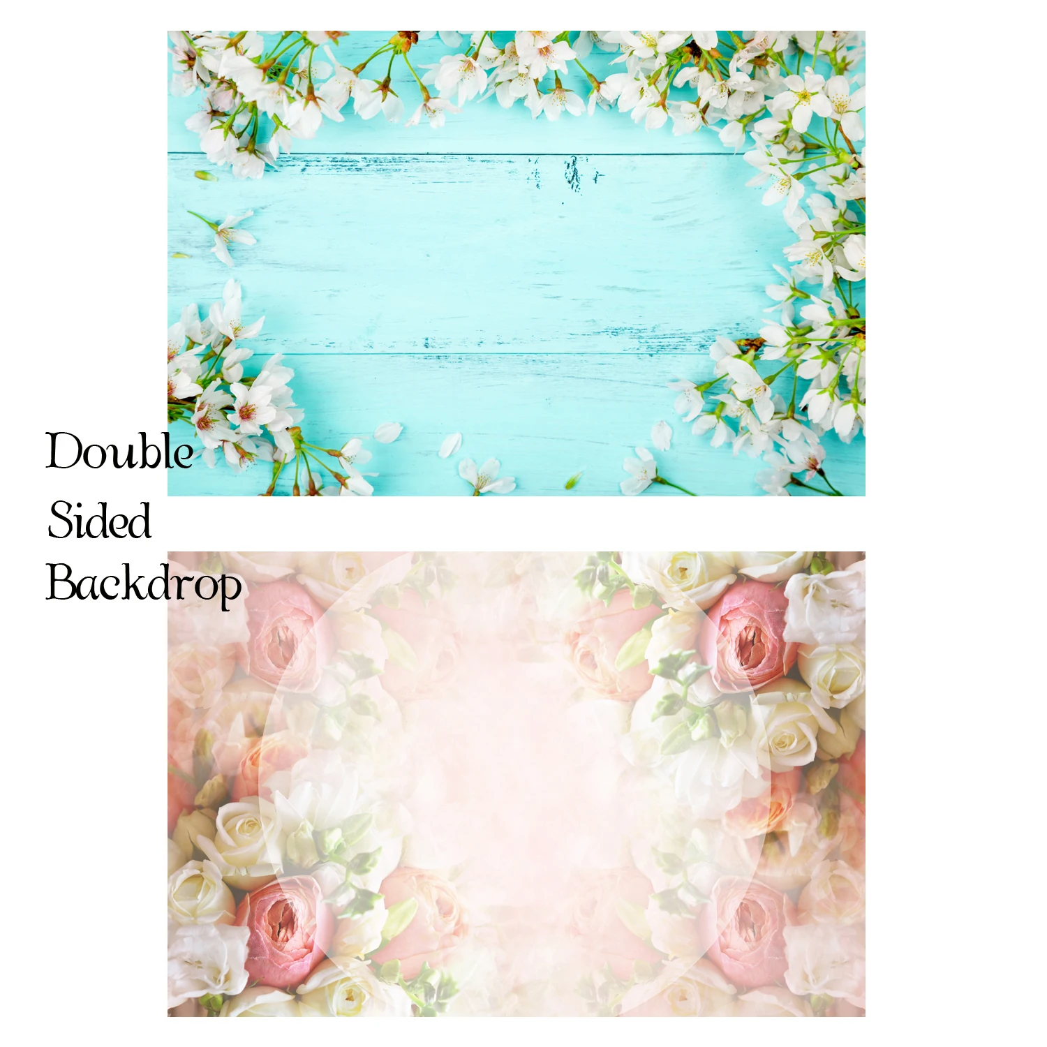 Double Sided Background wooden texture boards Backdrop With Flowers Ins