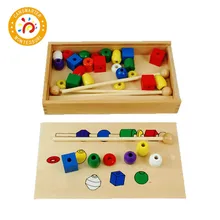 Montessori Kids Toys Colorful Bead Sequencing Set Block Classic Toy