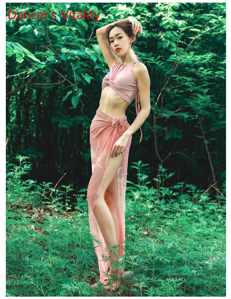 Women Belly Dance Dance Clothes Spring And Summer New Belly Dance Performance Bottoming Hip Towel Skirt+Top 2pcs S M L