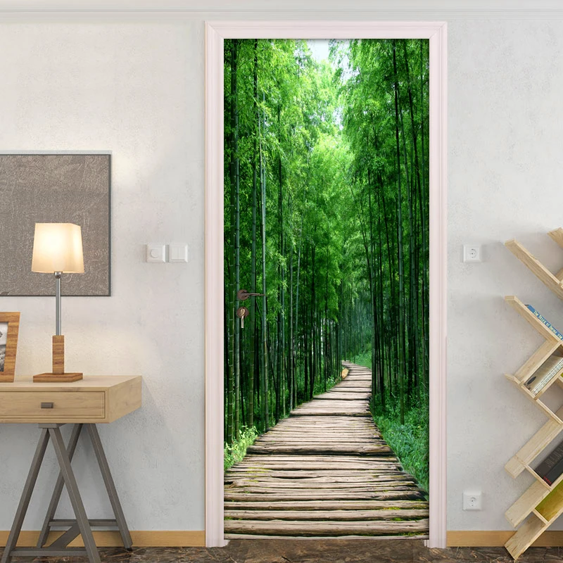 Bamboo Forest Wood Board Small Road 3D Photo Wallpaper Wall Painting Living Room Bedroom Door Sticker Decoration Mural De Parede sketch wizard tracing drawing board optical draw projector painting