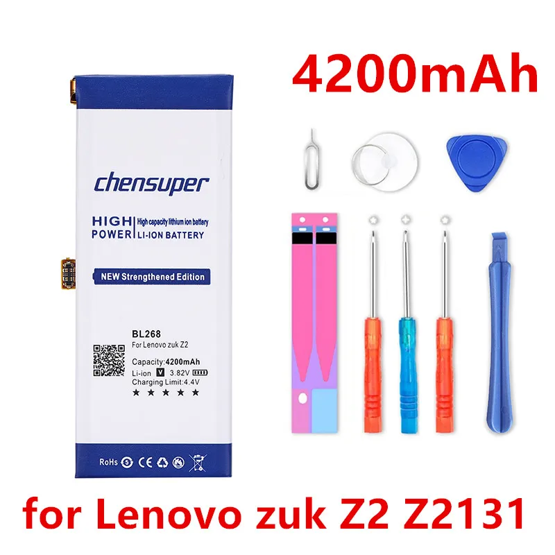 

chensuper 4200mAh BL268 Battery for Lenovo zuk Z2 Z2131 Z2 Plus Battery +Gift tools +stickers