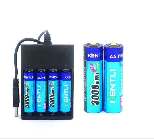 KENTLI 6 шт 1 5 v 3000mWh AA перезаряжаемый литий полимерный ионный литиевый аккумулятор + 4