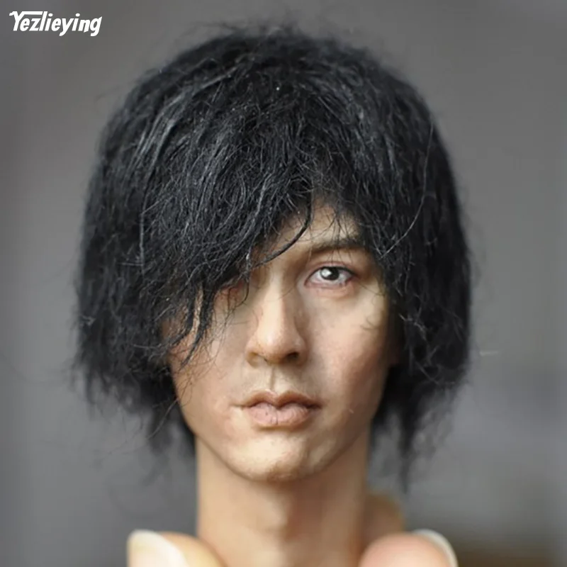 

1/6 Scale Accessoires Kumik KM18-40 Male Black Short Paste Hair Head Sculpt Carving Fit 12 Inch Body Hot Toys Figure Model PVC