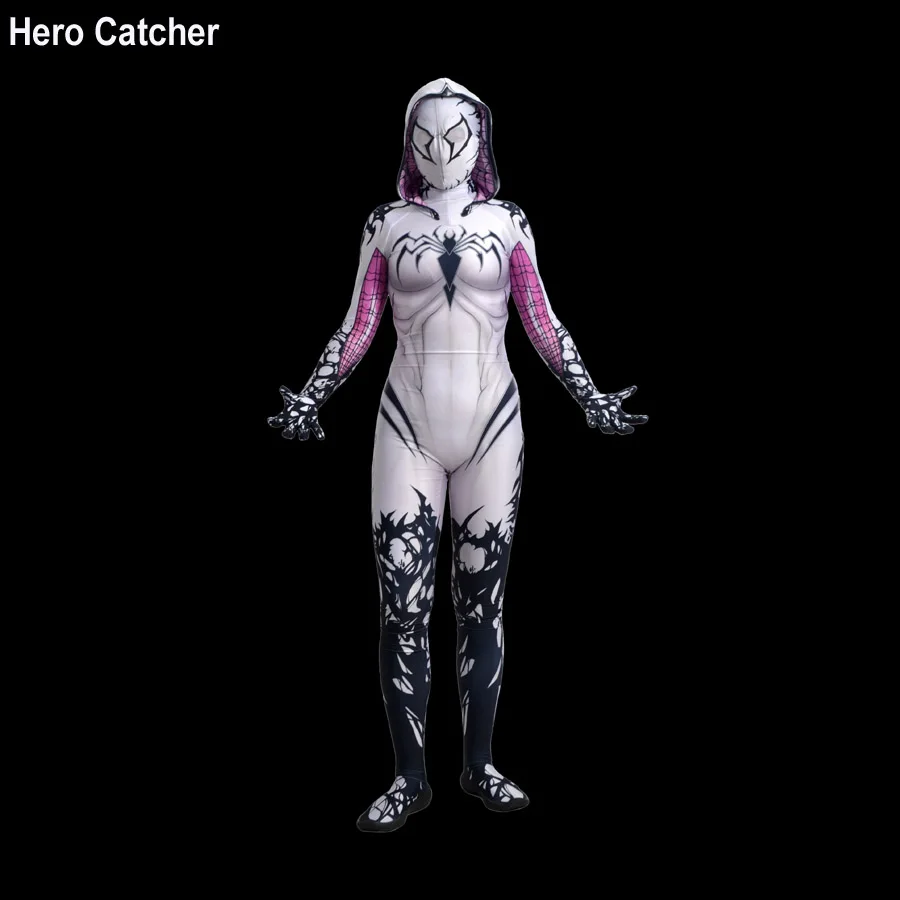 

Hero Catcher 3D Print Spider Gwen Stacy Spiderman Cosplay Costume Spandex Female Spider Suit Anti-Gwen Venom Gwenom Bodysuit