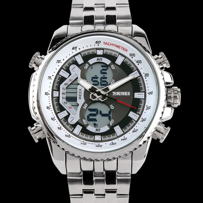 

SKMEI 0993 Fashion Man Sport Watch Dual Display Analog Digital Military Quartz Electronic Wristwatch Waterproof Chronograp Clock