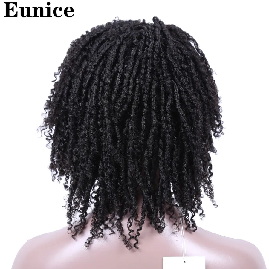 Короткие синтетические парики для женщин Eunice волосы 14 ''мягкие дреды волосы парик Омбре черный жук крючком косы парики термостойкие парики