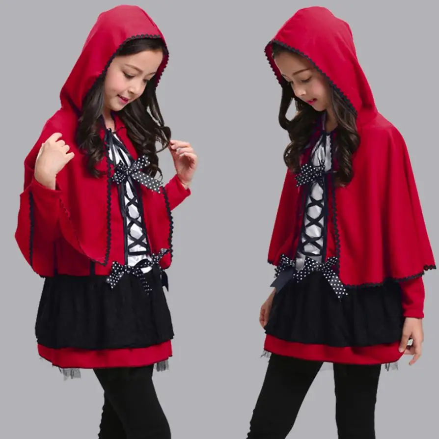 

Funny Terror Child Baby Halloween Girls Clothes For Children Dress+Hooded Cloak Outfits Sets Halloween Party Decoration Decora O