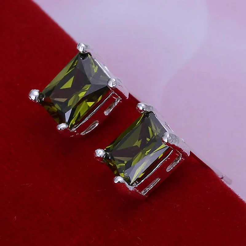 

fashion jewelry For Women, 925 jewelry silver plated Square Earrings-Blue Gem /NMUQJGVOE097-2 HJIIVMWM