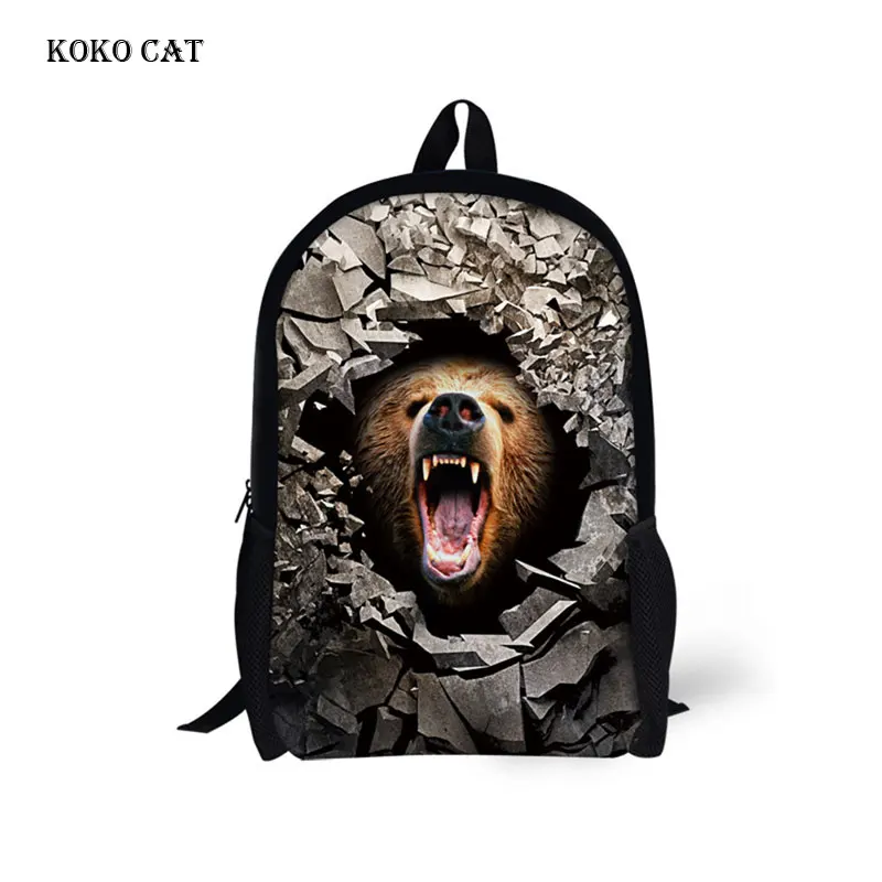 

Customized Cool Animal Dog 3D Printing School Bags Kid Boys Backpack Girls Large Capacity Cartoon Book Bag Mochila Masculina
