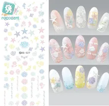 Rocooart DS327 Water Transfer Nails Art Sticker Harajuku Elements Dim Flurry Ocean Shell Nail Wraps Sticker Manicura Decal
