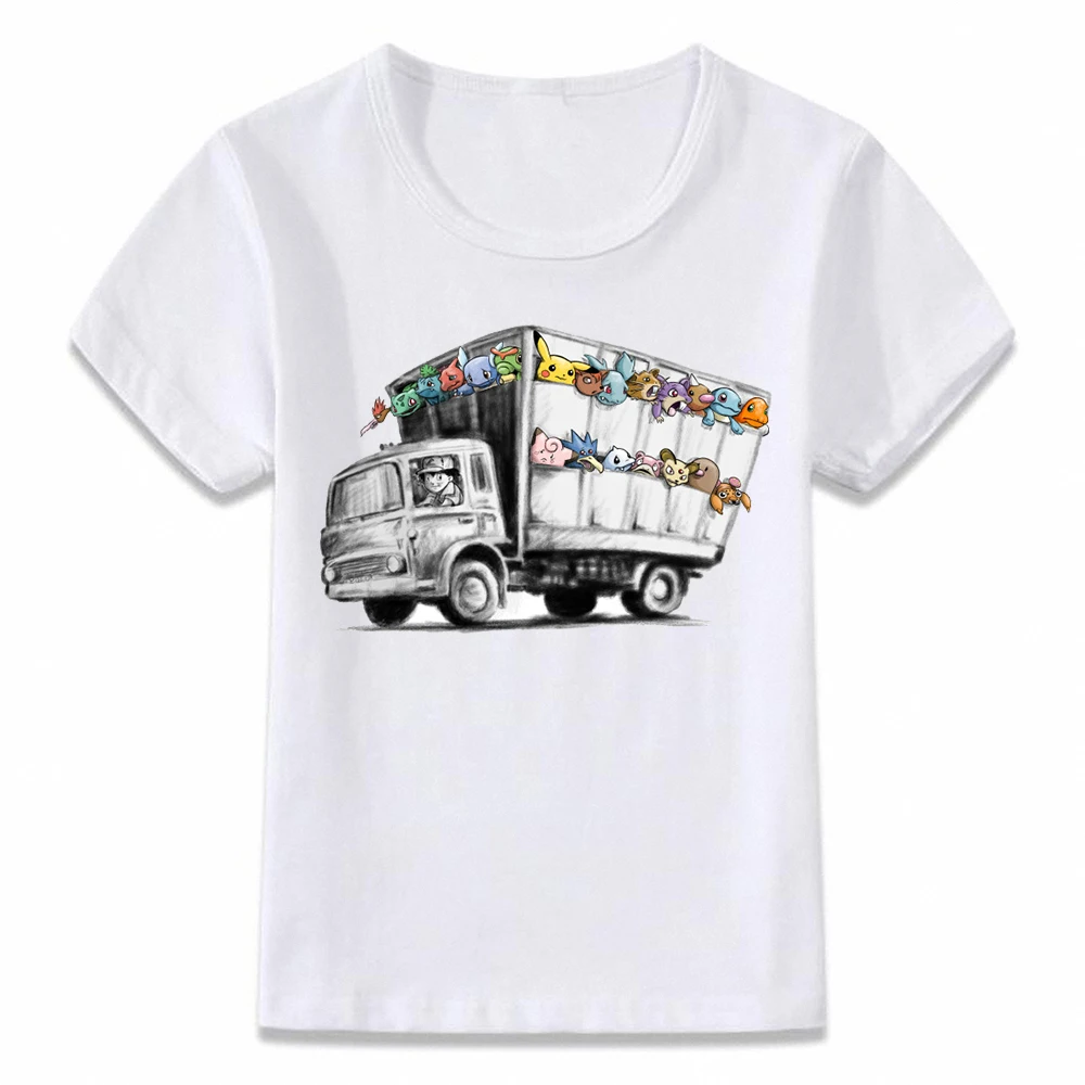 

Kids Clothes T Shirt Banksy Truck with Pokemon Squirtle Pikachu Charmander T-shirt for Boys and Girls Toddler Shirts Tee