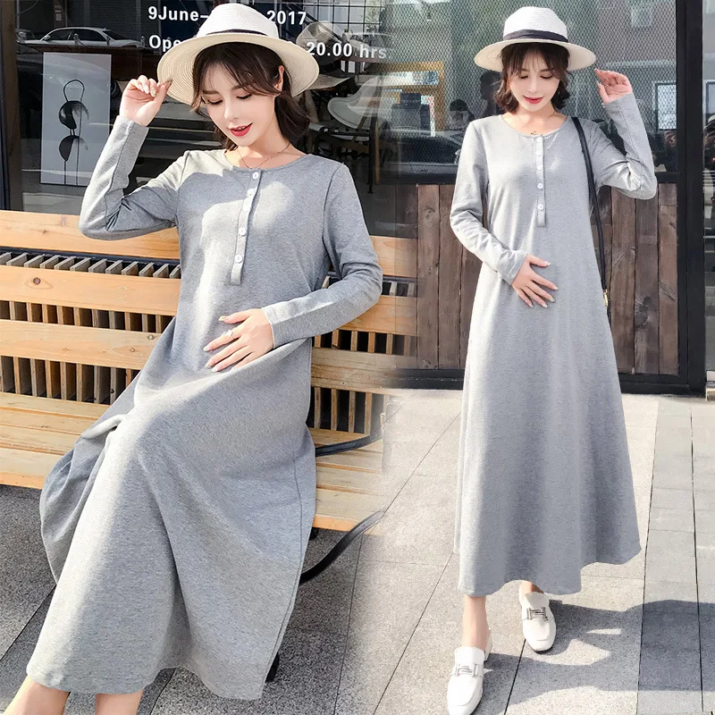 

Autumn Winter Maternity Nursing Dress Waist Ties High Waist Pregnancy Nursing Dresses for Pregnant Women Breastfeeding Clothes