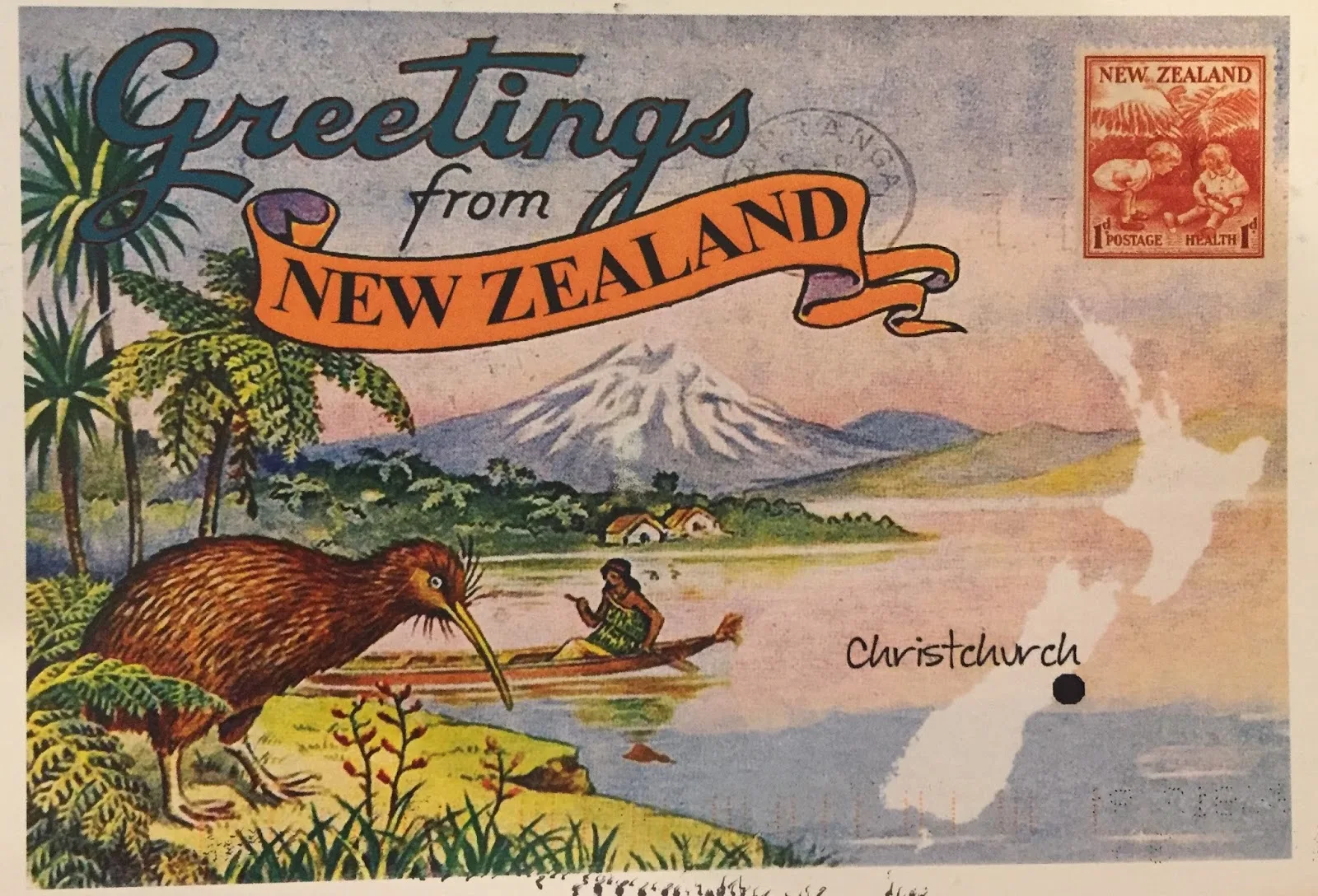 

New Zealand NZ Kiwi Birds Greetings From New Zealand Travel Classic Wall Stickers Canvas Vintage Poster Home Bar Decor Gift