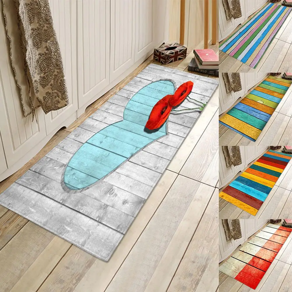 

60x40cm Bathroom Kitchen Rug Stripe Design Floor Mat Anti Slip Tapetes Entrance Rugs Kitchen Bathroom Accessories Home Decor