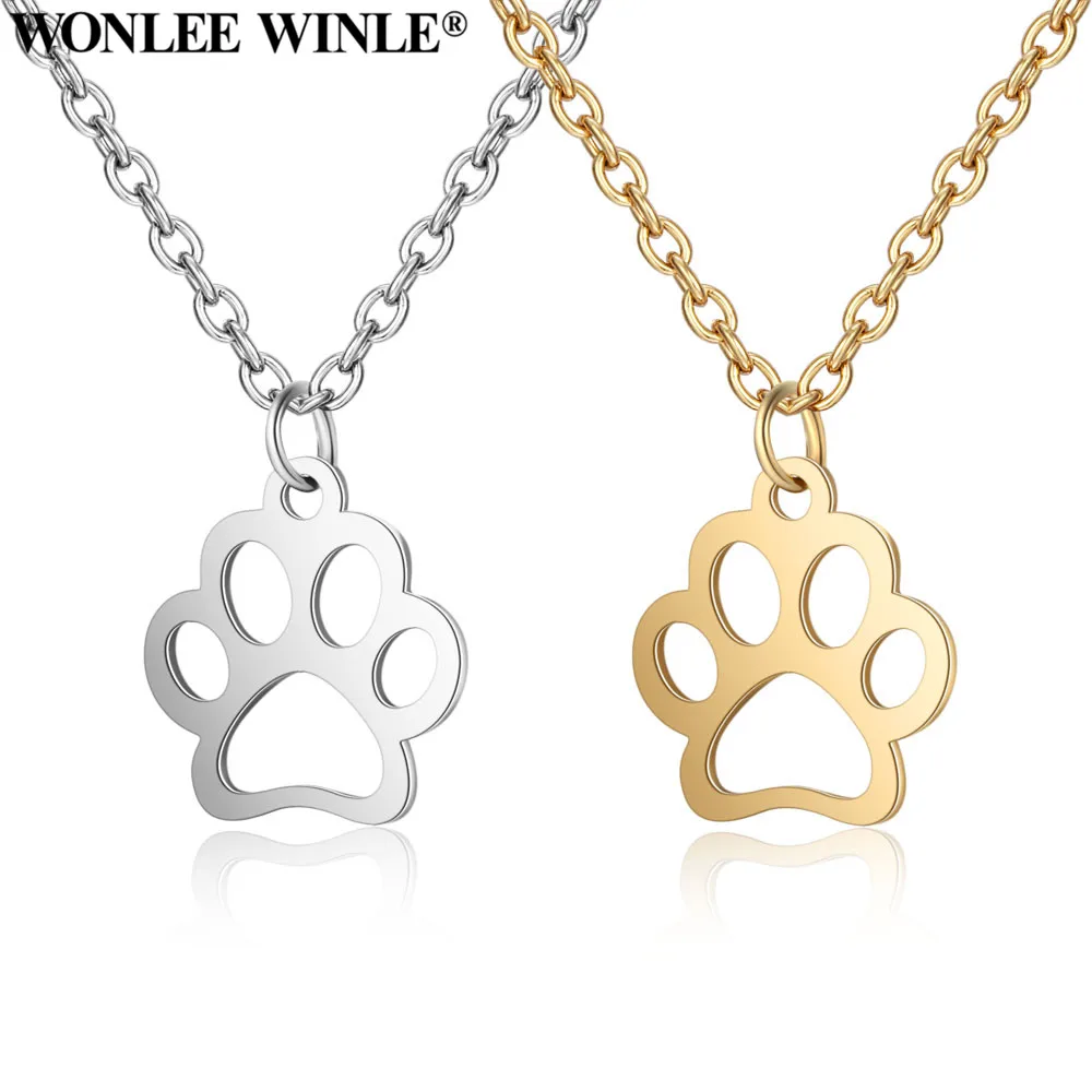 

Wonlee Winle Gold Dog Cat Pet Paws Charms Pendant Necklaces for Women Fashion Short Necklace Jewelry Stainless Steel Chain
