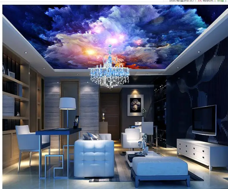Watercolor sky ceiling Modern European hotel KTV 3d wall mural wallpaper Home Decoration | Обустройство дома