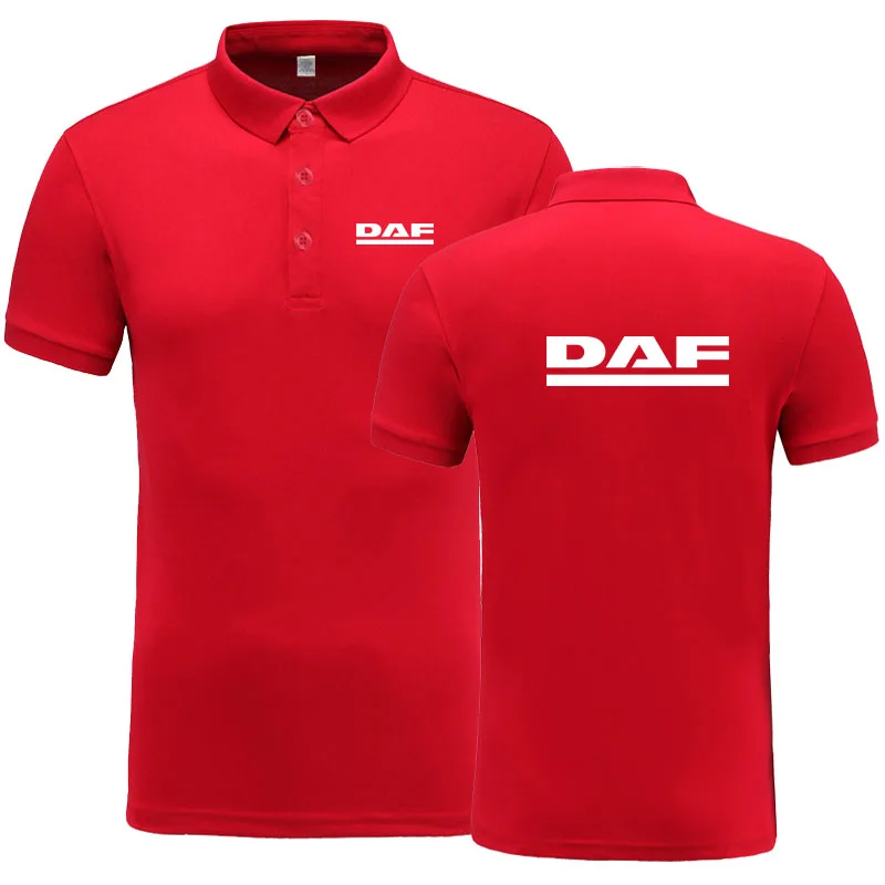 Новинка; летняя рубашка поло с коротким рукавом для мужчин; Высококачественная хлопковая Модная рубашка поло с логотипом DAF; Повседневная деловая рубашка поло - Цвет: Красный