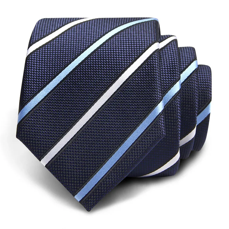 Navy Blue Striped Дизайнер Drand Для мужчин S Галстуки 7 см классические Темно-синие полосатый жаккардового переплетения Средства ухода за кожей Шеи Галстук Одежда высшего качества Средства ухода за кожей шеи галстук для Для мужчин с роскошные Подарочная коробка - Цвет: Navy Blue Striped