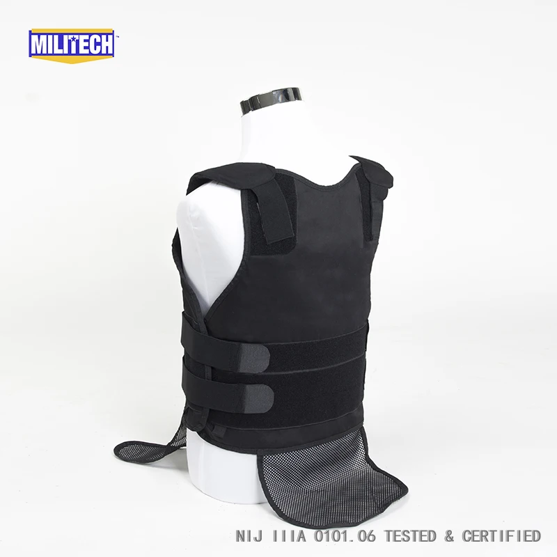 Militech Black NIJ IIIA 3A 0101.06 Ballistic &NIJ 0115.00 Level 2 Stab Resistant Concealable Aramid Bulletproof Vest Covert Vest