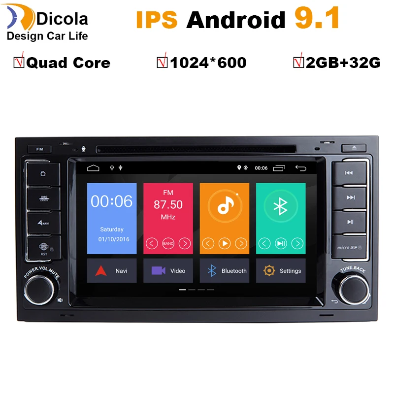 Ips HD 2 Din 7 ''Android 9 1 автомобильный DVD плеер с gps навигатором для VW/Volkswagen/Touareg/Transporter