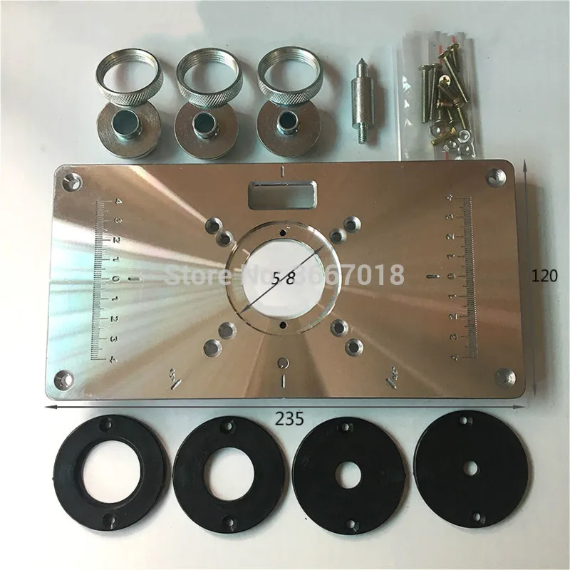 1pc/set 700C Aluminum Plate With 4Pcs Insert Rings Wood Router Table For Woodworking Trimmers Routers DIY Engrving Machine