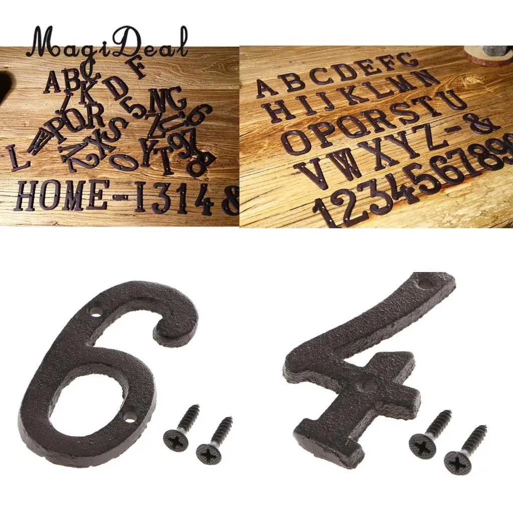 2pcs Rustic House Office Door Plaque Address Arabic Number Digit Plate Sign Plaque 4 6