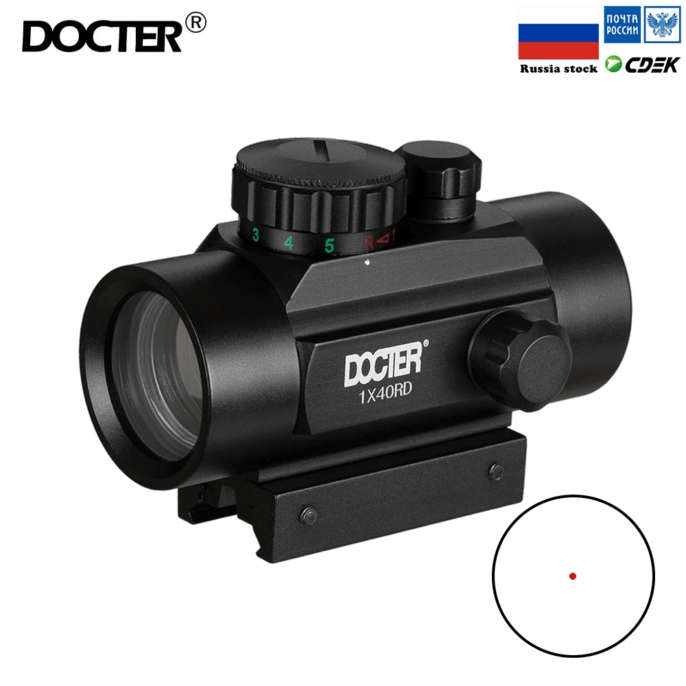 1x40 mira telescópica táctica de punto rojo mira de caza holográfica vista de punto verde con 11mm 20mm Vista de colimador de montaje de carril