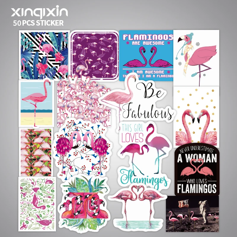 

50pcs/bag Flamingo sticker cartoon waterproof sticker for children travel case bicycle laptop notebook kid toy anime stickers