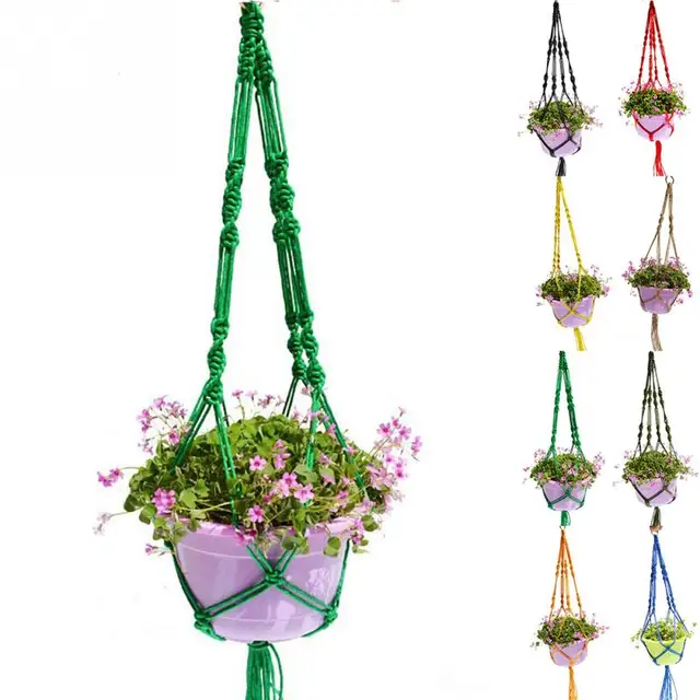 Garden Potted Plants Holding Net Plant Pot Hanger Macrame Jute For Indoor Outdoor Ceiling Holder Hanging Baskets