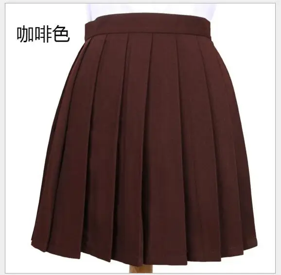 50 шт., разноцветные плиссированные юбки с высокой талией в японском стиле, JK, плотная плиссированная юбка для студенток, Милая юбка для костюмированной вечеринки, школьная форма - Цвет: coffee