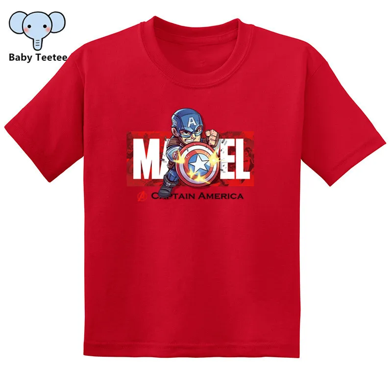 DLSKCS066 Red Футболка Marvel с изображением Капитана Америки; Забавные футболки с короткими рукавами для мальчиков и девочек; хлопковые летние топы с супергероями; детская модная футболка - Цвет: DLSKCS066 Red