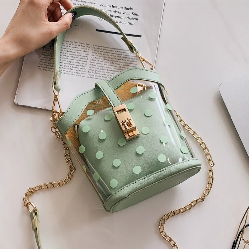 

2019 New Transparent Women's Plastic Shoulder Bag, Composite Beach Bag, Waterproof Transparent Wave Point Master Bag