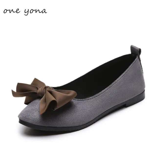 

Women's shoes 2019 spring and summer new shallow mouth suede pointed low low flat platform bow ladies single shoes a112