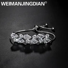 WEIMANJINGDIAN Новое поступление роскошные большие каплевидные Фианит, циркон, Кристалл Регулируемые браслеты для женщин или невесты