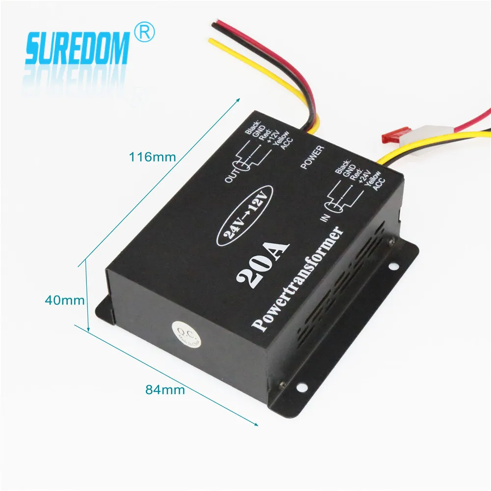 SUREDOM 20a 24 v to 12 v преобразователь мощности для автомобиля из алюминиевого сплава